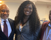 (left to right) Angelica Fromer, Dr. Roy Brooks, Delphine Leoue Ngoko Djomo, and tournament host Professor Ken Newby of Morehouse College.