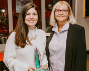 Julia Lynch, left, holds the Julia Burke Award for Character and Excellence. Photo courtesy of Julia Lynch.