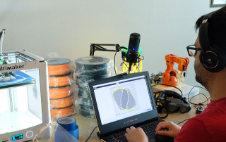 Zeven Rodriguez works from home to 3-D print face shields for the COVID-19 pandemic. Photo courtesy of Zeven Rodriguez.