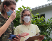 Maria Paula Arboleda and Julie Peley working on Tacet.