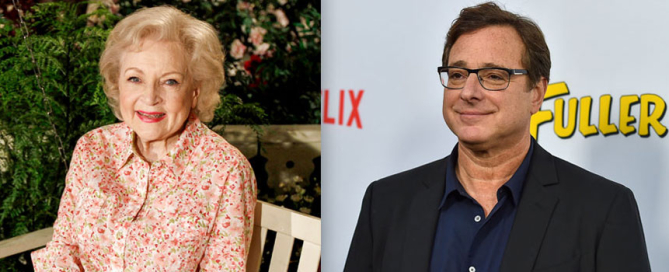 Betty White and Bob Saget. Photos: The Associated Press