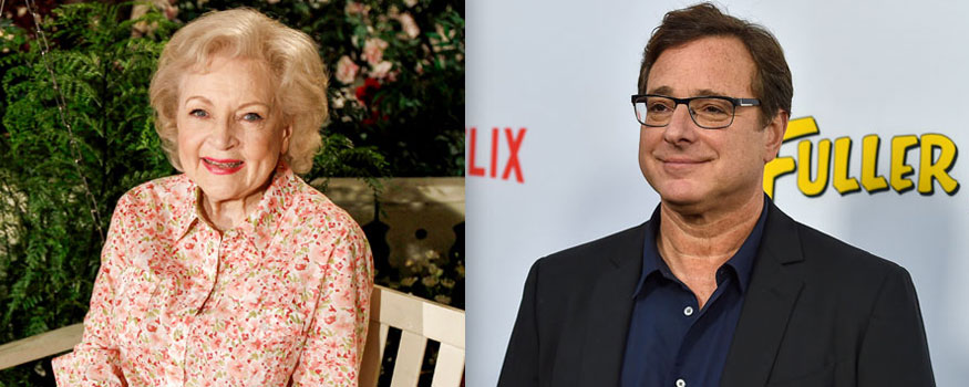 Betty White and Bob Saget. Photos: The Associated Press