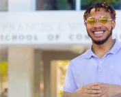 Niles Niseem, who has been public speaking for almost a decade, is a sophomore in the School of Communication. Photo: Jenny Hudak/University of Miami