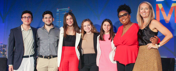 Members of Orange Umbrella, from left: Ayden Roche, Jared Harwin, Samantha Frankel, Ashleigh Lloyd, Ally Polner, Mia Porter, and MJ Barnes.