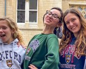 From left: Lecturer Gina Presson, Chloe Beach, Camila Romero, Ainsley Vetter, and Kaylee Reyes. Photo courtesy of Joseph B. Treaster