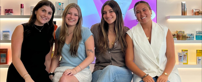 Darby Steininger (far right) with three other interns at Peter Thomas Roth in New York City.