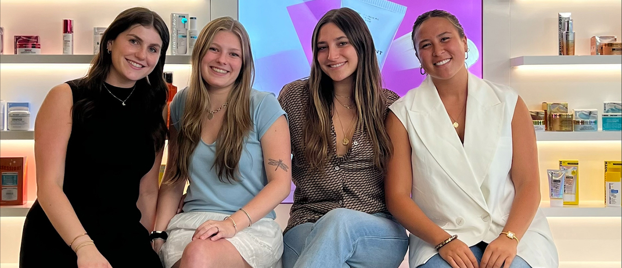 Darby Steininger (far right) with three other interns at Peter Thomas Roth in New York City.