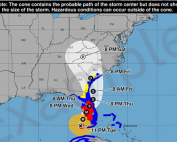 Sample hurricane cone graphic courtesy of NOAA