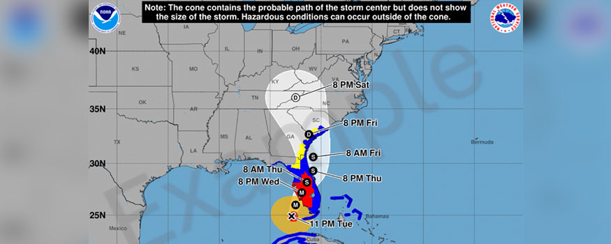 Sample hurricane cone graphic courtesy of NOAA