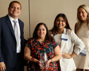 At the 37th Annual Ev Clay/PRSA Miami Chapter Endowment Fund Luncheon held at the Rusty Pelican on Oct. 4. From left to right; Sebastian Gonzalez, Marcia Gomez, Diana La Torre, and Adelaide Doman.